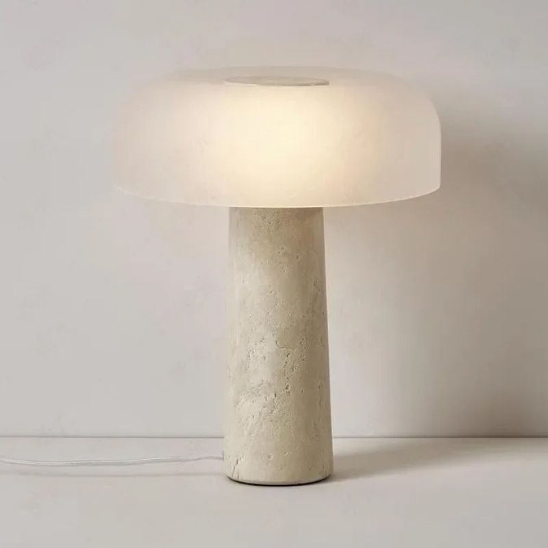 lampe champignon art en travertin naturel