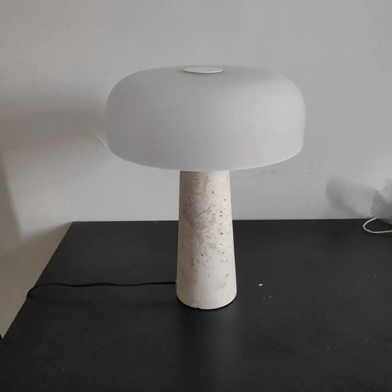 lampe champignon art travertin et verre