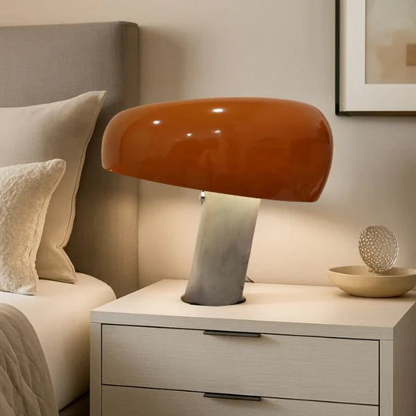 lampe champignon deco orange table de chevet