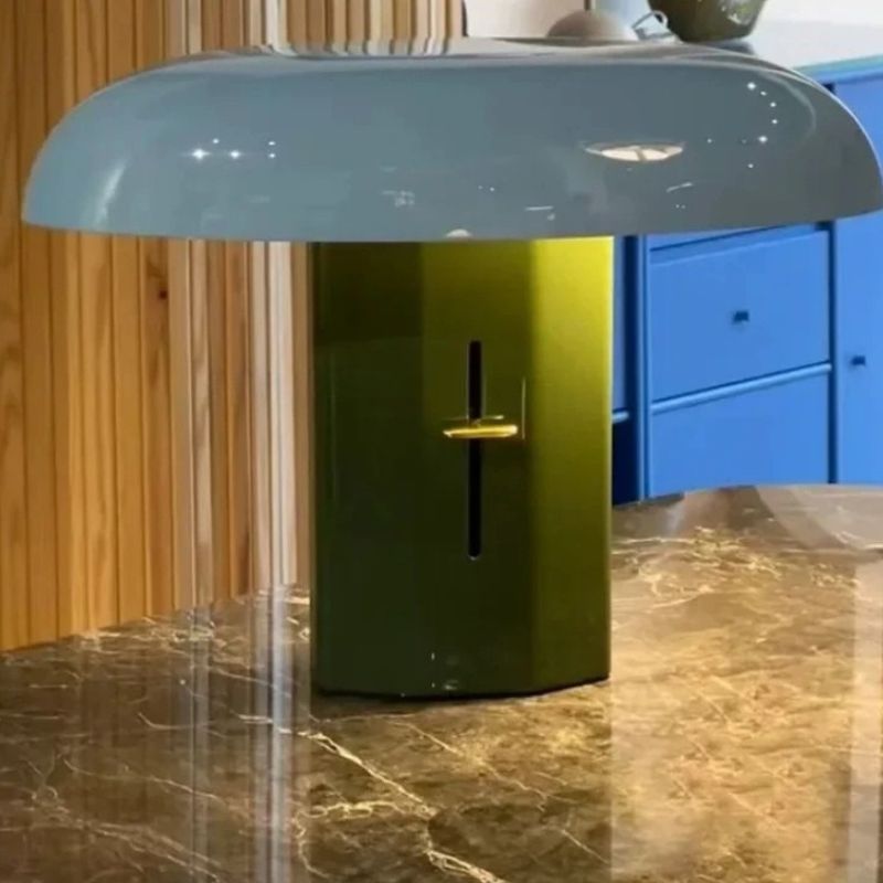 lampe champignon design vert-bleu