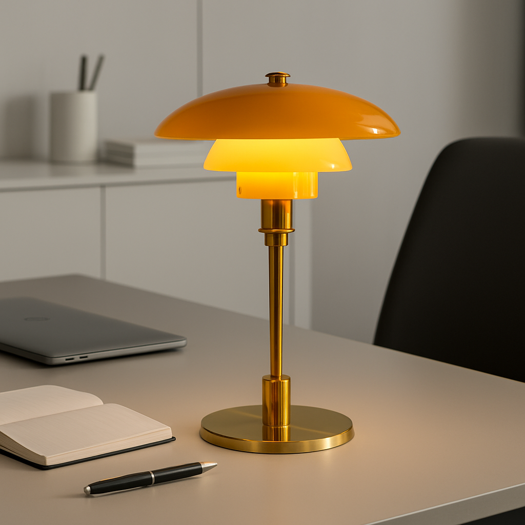 lampe champignon sur bureau travail