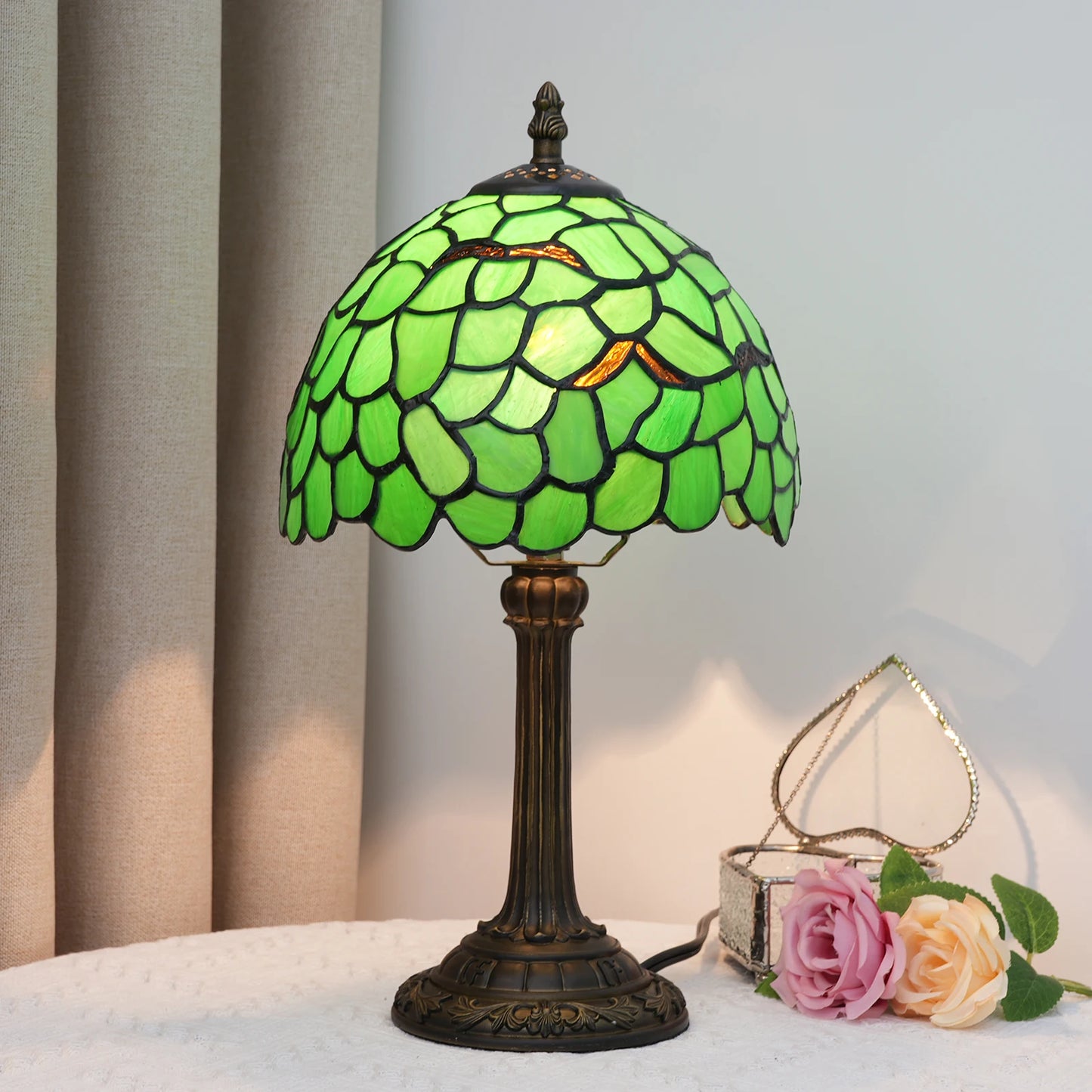 lampe champignon vintage feuille verte