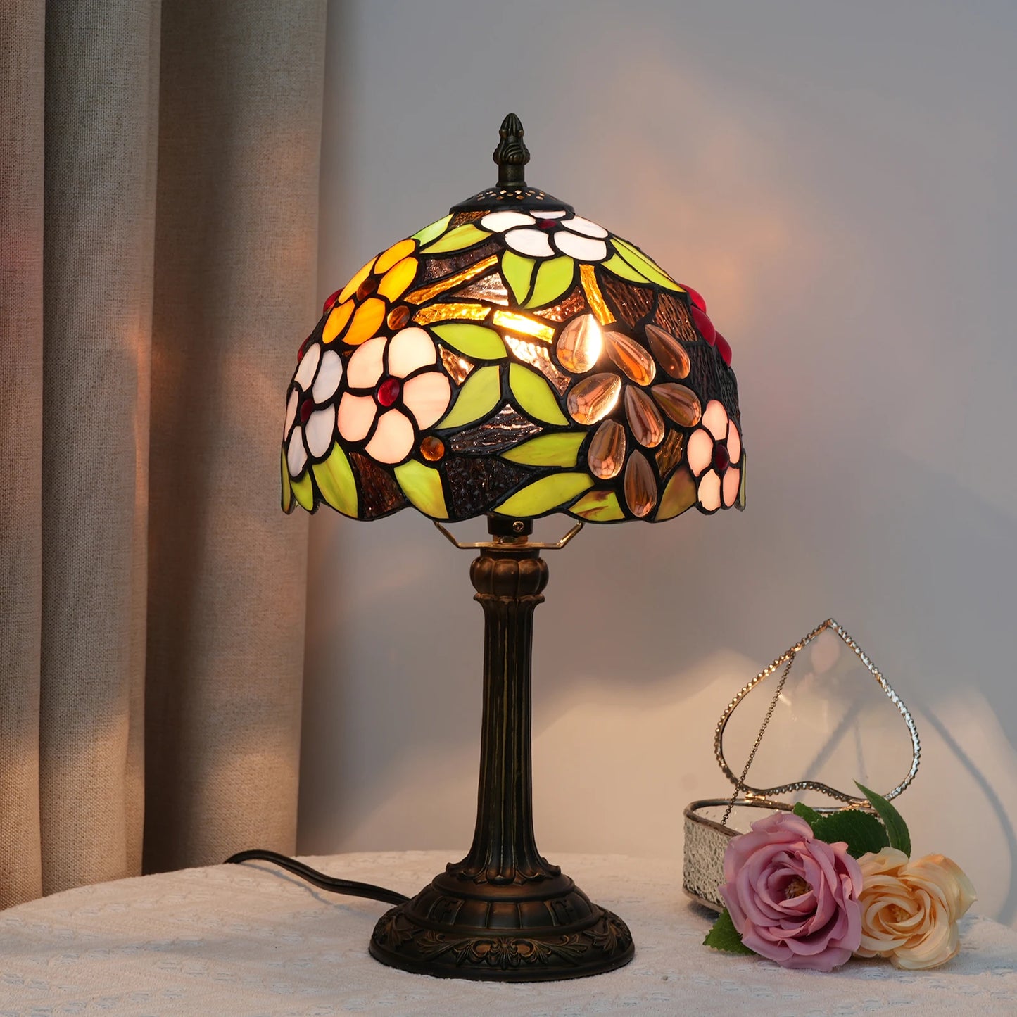 lampe champignon vintage motif fleur raisin
