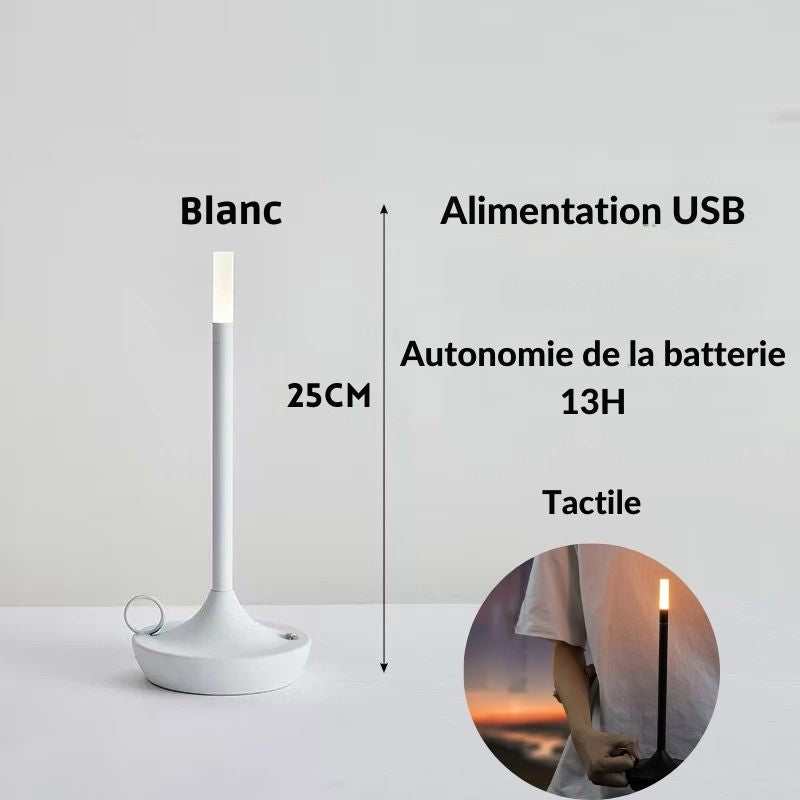 lampe rechargeable bougie blanche caracteristique