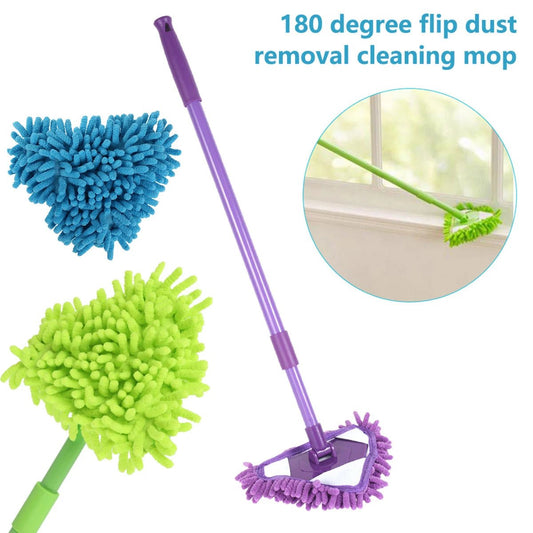 360° Triangle Mop Telescopic Rotatable Cleaning Lazy Mop Multifunctional Dust Flat Mop for Ceiling Floor Bathroom Glass Cleaning - Simiell