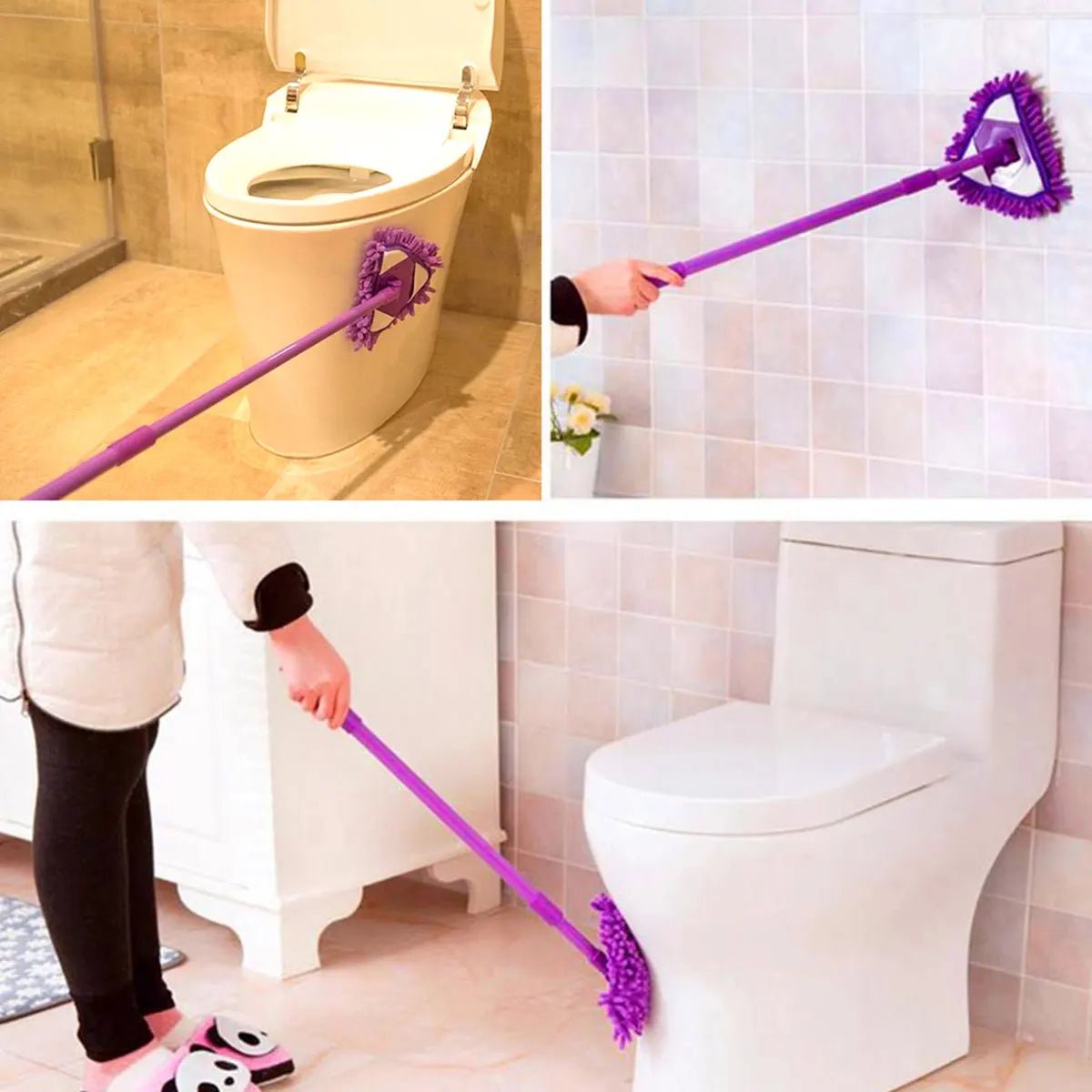 360° Triangle Mop Telescopic Rotatable Cleaning Lazy Mop Multifunctional Dust Flat Mop for Ceiling Floor Bathroom Glass Cleaning - Simiell