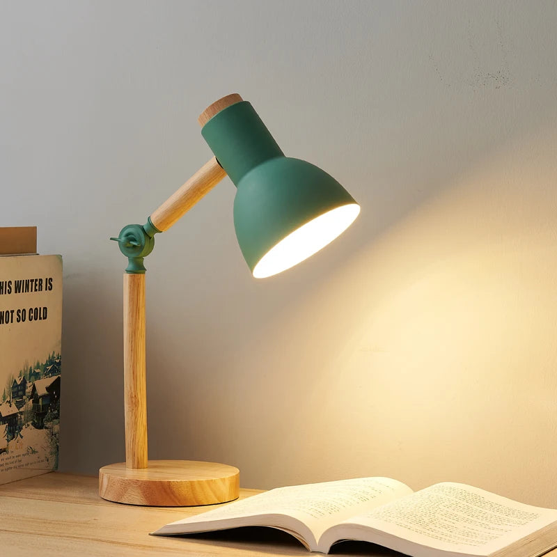 lampe a bureau metal et bois couleur vert