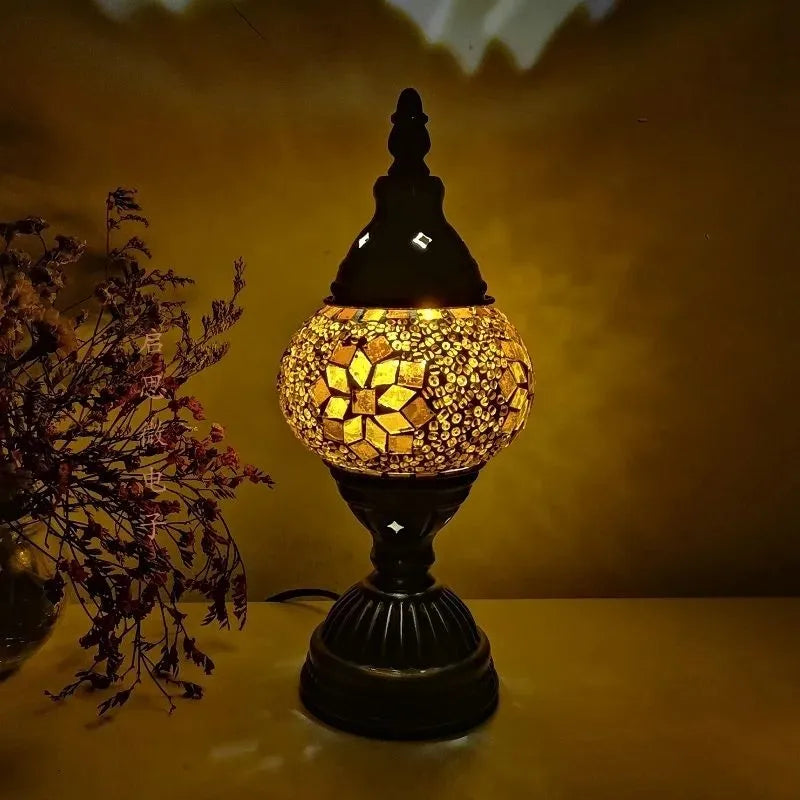 lampe a poser mosaique jaune