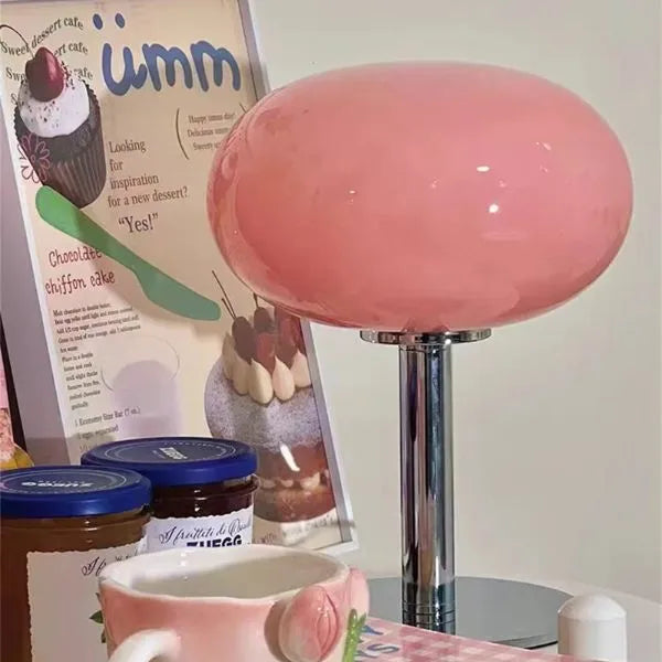 lampe a poser verre intensite reglable rose