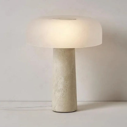 lampe champignon art en travertin naturel