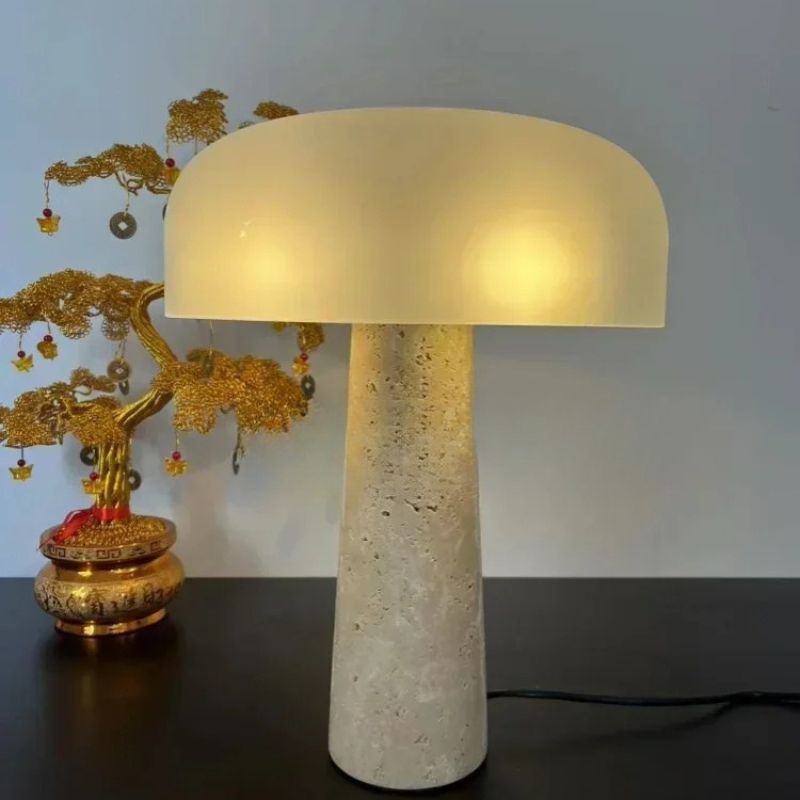 lampe champignon art travertin et arbre asiatique