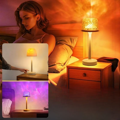 lampe champignon projecteur fille qui fait lecture au lit