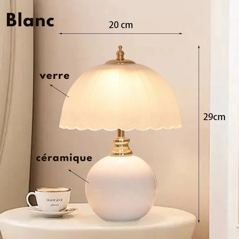 lampe champignon verre ceramique blanche