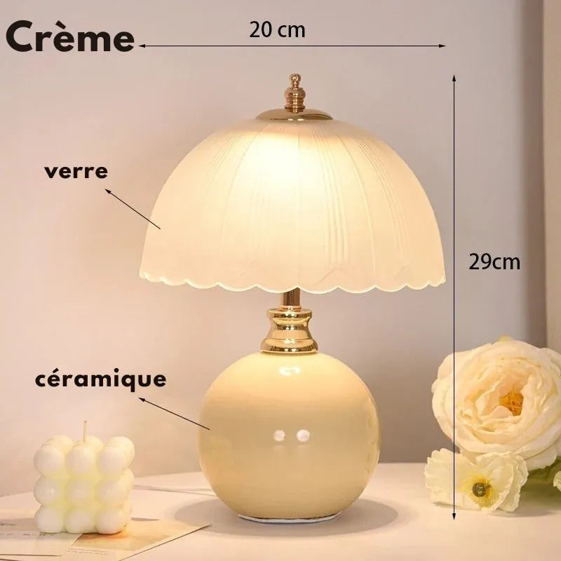 lampe champignon verre ceramique creme