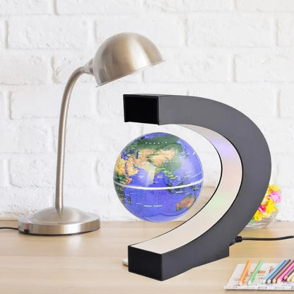 lampe de bureau rotative magnetique levitation globe bleu