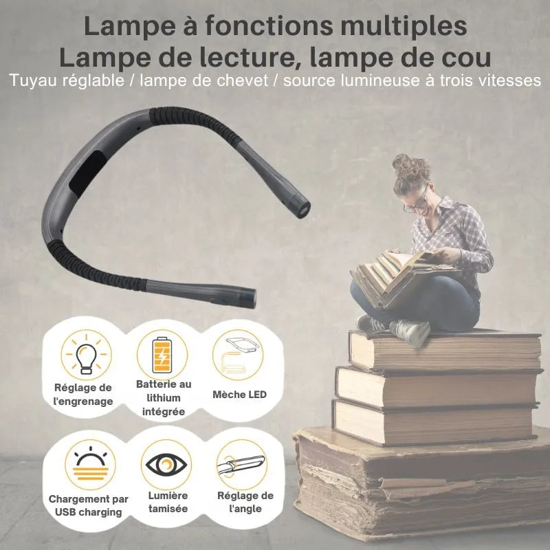 lampe de lecture au lit qui se porte au cou