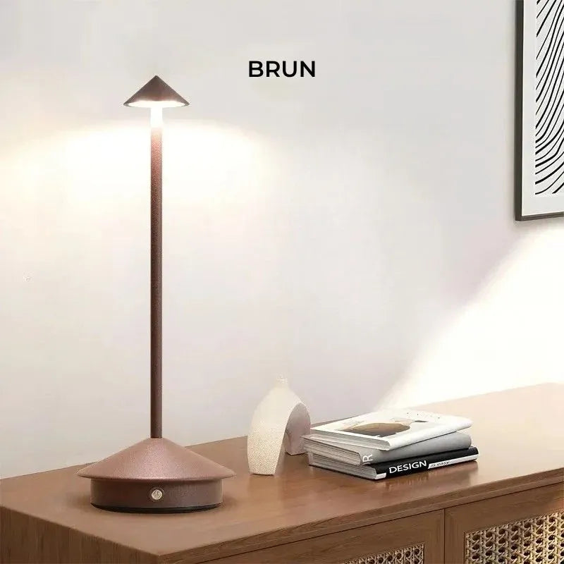 lampe de table design conique intensite reglable brun