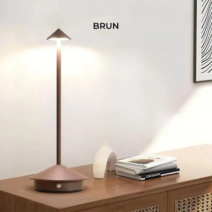 lampe de table design conique intensite reglable brun