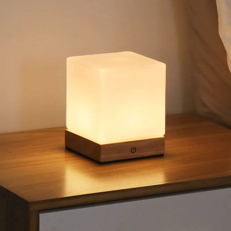 lampe de table sans fil rechargeable tactile verre givre